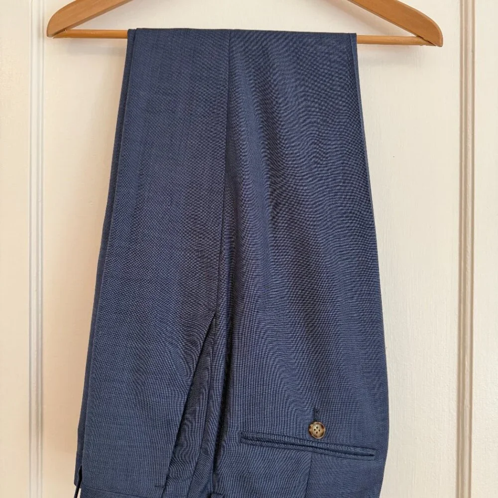 J Crew Thompson Mens Suit Jacket (38 R) & Suit Pant (32/32) in Color Marina Blue - Picture 3 of 4